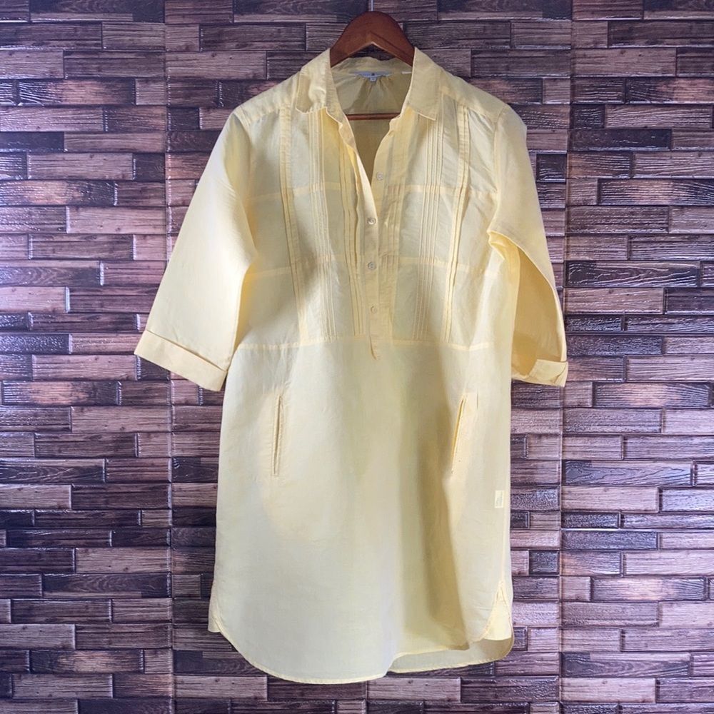 Womens Robert Talbott Yellow Size 10 Linen & Cotton Blend Tunic Dress